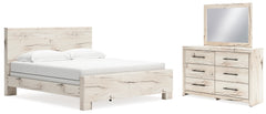 Best Deals Furniture - Ashley Furniture - Lawroy King Panel Bed, Dresser and Mirror - King Panel Bed, Dresser and Mirror - B2310B31