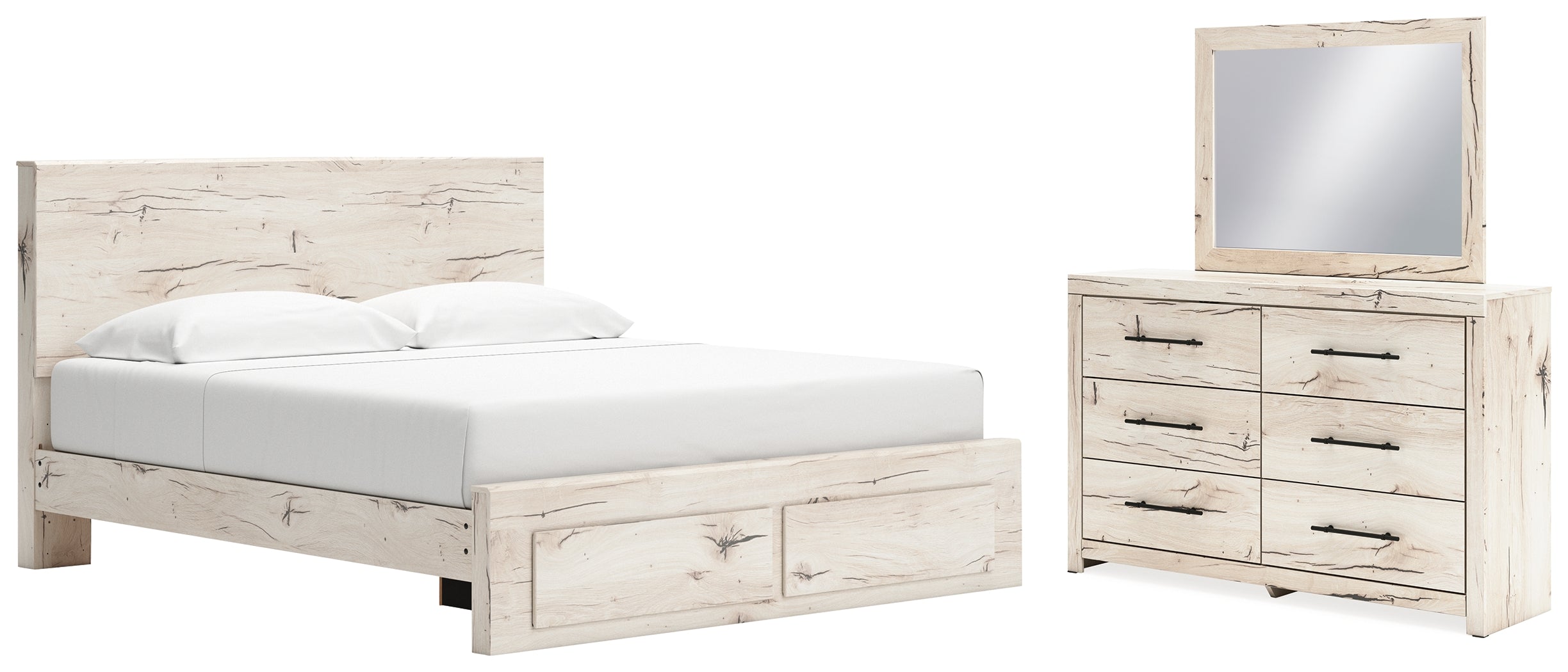 Best Deals Furniture - Ashley Furniture - Lawroy King Panel Storage Bed, Dresser and Mirror - King Panel Storage Bed, Dresser and Mirror - B2310B35