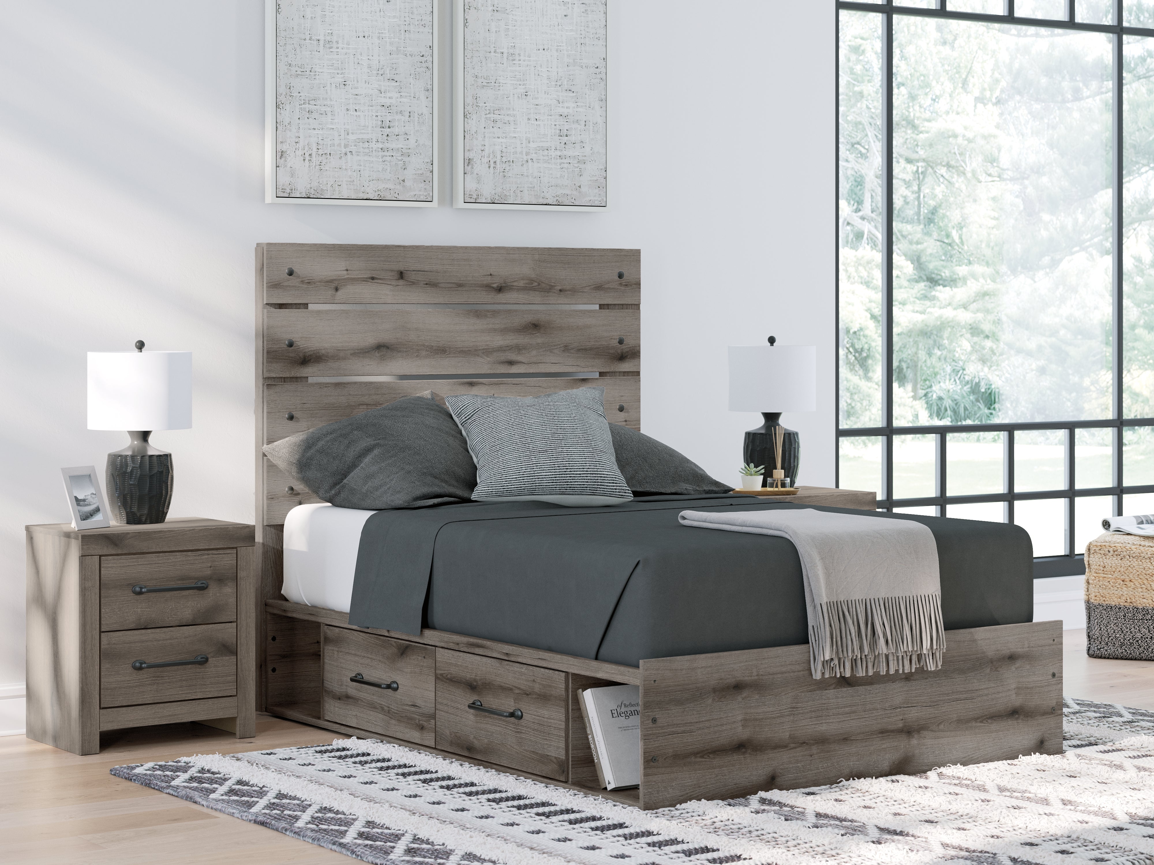 Best Deals Furniture - Ashley Furniture - Graystorm Full Panel Bed with Storage - Full Panel Bed with Storage - PCB2405B17