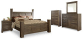 Best Deals Furniture - Ashley Furniture - Juararo King Poster Bed, Dresser, Mirror, Chest and 2 Nightstands - King Poster Bed, Dresser, Mirror, Chest and 2 Nightstands - B251B30
