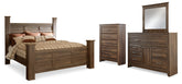 Best Deals Furniture - Ashley Furniture - Juararo King Poster Bed, Dresser, Mirror and Chest - King Poster Bed, Dresser, Mirror and Chest - B251B37