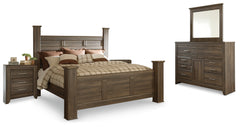Best Deals Furniture - Ashley Furniture - Juararo King Poster Bed, Dresser, Mirror and 2 Nightstands - King Poster Bed, Dresser, Mirror and 2 Nightstands - B251B27
