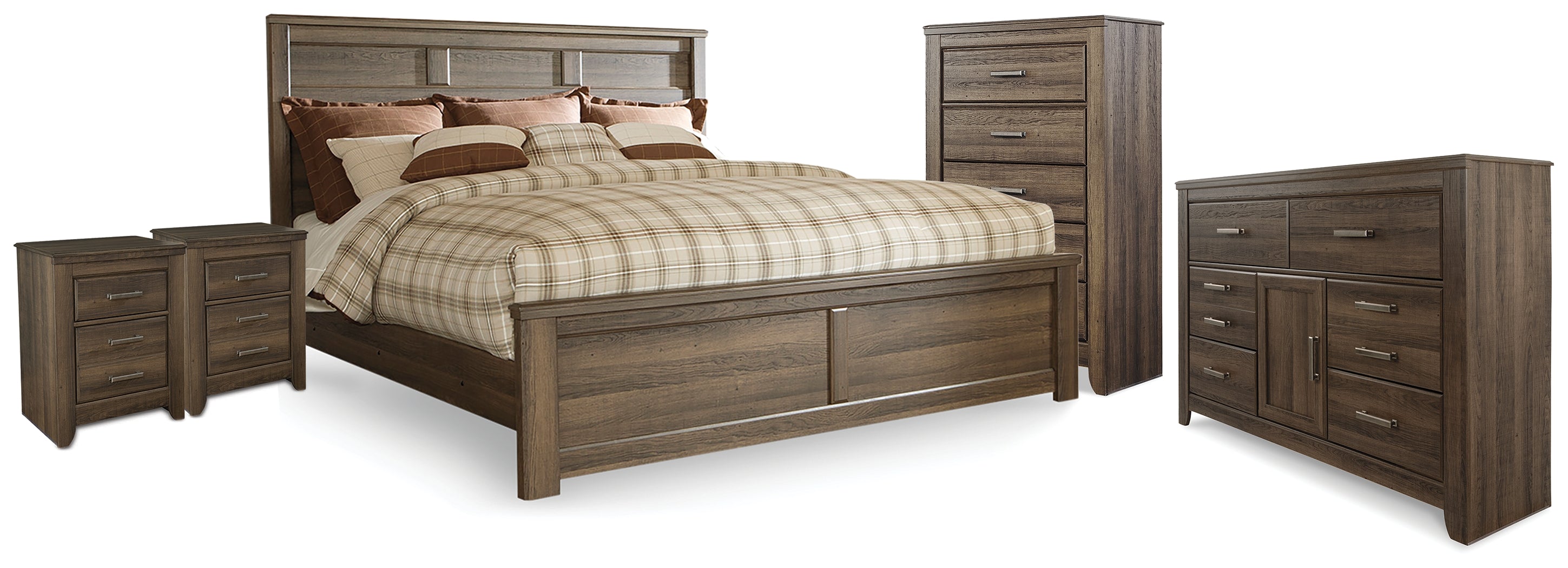 Best Deals Furniture - Ashley Furniture - Juararo King Panel Bed, Dresser, Chest and 2 Nightstands - King Panel Bed, Dresser, Chest and 2 Nightstands - B251B39