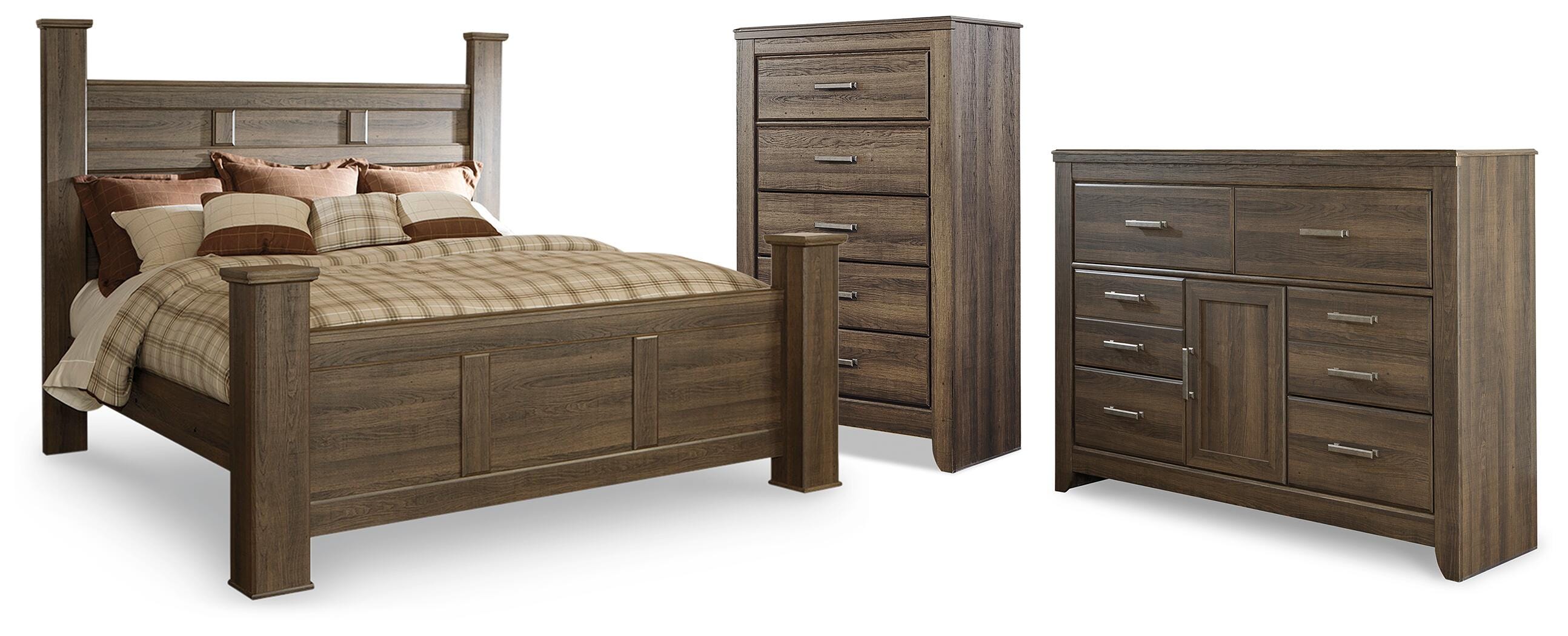 Best Deals Furniture - Ashley Furniture - Juararo King Poster Bed, Dresser and Chest - King Poster Bed, Dresser and Chest - B251B54