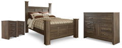 Juararo Queen Poster Bed, Dresser and 2 Nightstands