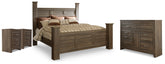 Best Deals Furniture - Ashley Furniture - Juararo King Poster Bed, Dresser and 2 Nightstands - King Poster Bed, Dresser and 2 Nightstands - B251B51