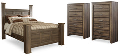 Best Deals Furniture - Ashley Furniture - Juararo Queen Poster Bed and 2 Chests - Queen Poster Bed and 2 Chests - B251B29