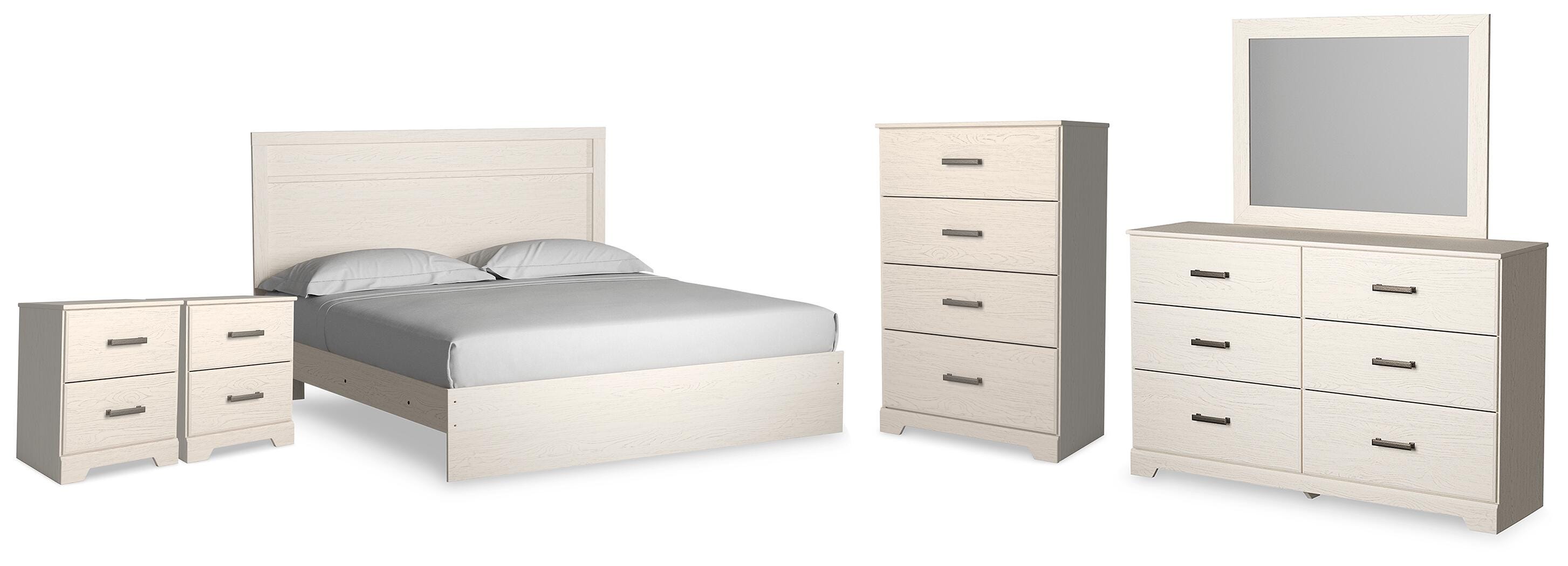 Best Deals Furniture - Ashley Furniture - Stelsie King Panel Bed, Dresser, Mirror, Chest and 2 Nightstands - King Panel Bed, Dresser, Mirror, Chest and 2 Nightstands - B2588B19