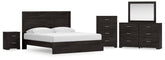 Best Deals Furniture - Ashley Furniture - Belachime King Panel Bed, Dresser, Mirror, Chest and Nightstand - King Panel Bed, Dresser, Mirror, Chest and Nightstand - B2589B20