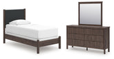 Best Deals Furniture - Ashley Furniture - Pamytta Twin Upholstered Panel Bed, Dresser and Mirror - Twin Upholstered Panel Bed, Dresser and Mirror - PCB2614B21