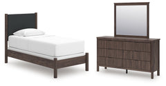 Best Deals Furniture - Ashley Furniture - Pamytta Twin Upholstered Panel Bed, Dresser and Mirror - Twin Upholstered Panel Bed, Dresser and Mirror - PCB2614B21