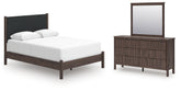 Best Deals Furniture - Ashley Furniture - Pamytta Queen Upholstered Panel Bed, Dresser and Mirror - Queen Upholstered Panel Bed, Dresser and Mirror - PCB2614B25