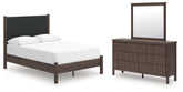 Best Deals Furniture - Ashley Furniture - Pamytta Full Upholstered Platform Bed, Dresser and Mirror - Full Upholstered Platform Bed, Dresser and Mirror - PCB2614B11