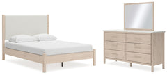 Best Deals Furniture - Ashley Furniture - Cadmori Queen Upholstered Panel Bed, Dresser and Mirror - Queen Upholstered Panel Bed, Dresser and Mirror - B2615B5