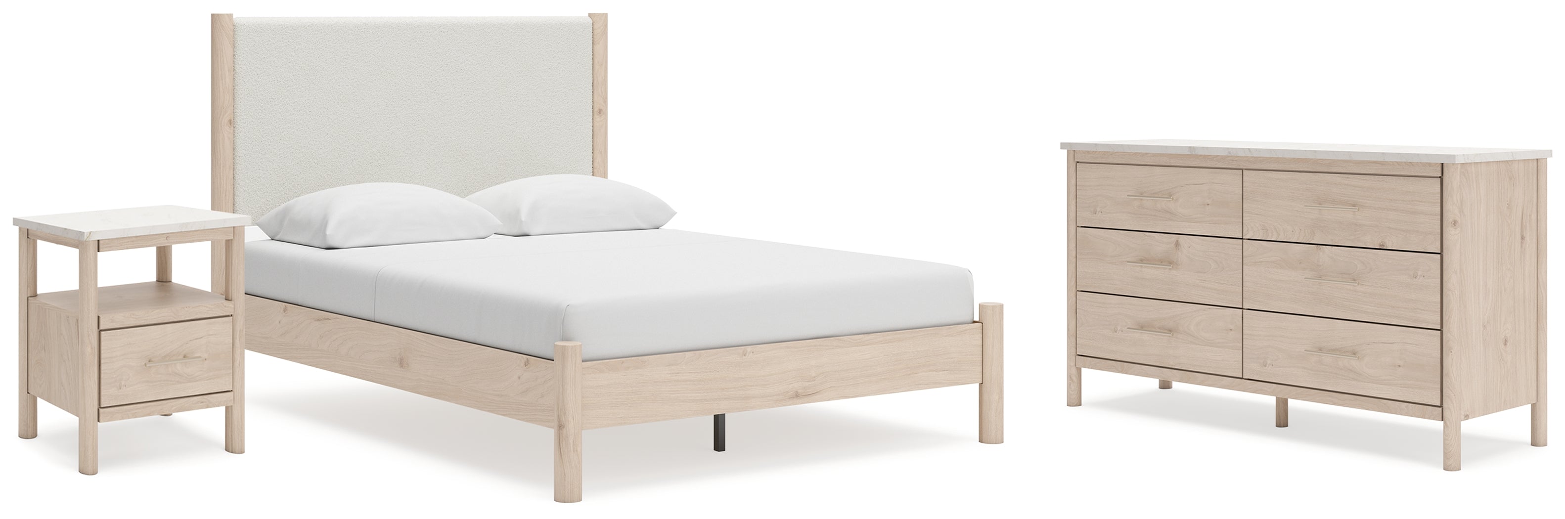 Best Deals Furniture - Ashley Furniture - Cadmori Queen Upholstered Panel Bed, Dresser and Nightstand - Queen Upholstered Panel Bed, Dresser and Nightstand - B2615B10
