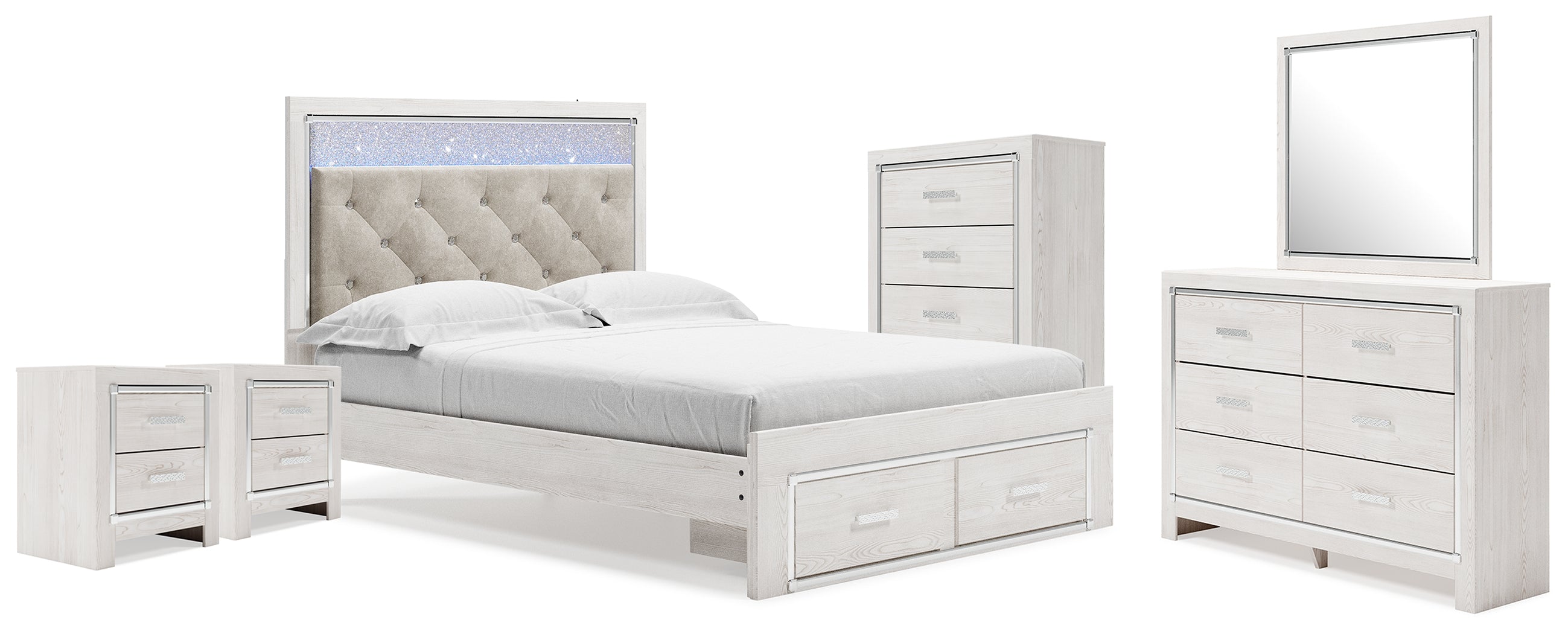 Best Deals Furniture - Ashley Furniture - Altyra Queen Storage Bed, Dresser Mirror, Chest and 2 Nightstands - Queen Storage Bed, Dresser Mirror, Chest and 2 Nightstands - B2640B72