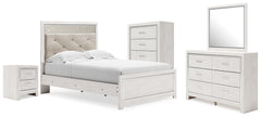 Best Deals Furniture - Ashley Furniture - Altyra Full Upholstered Panel Bed, Dresser, Mirror, Chest and Nightstand - Full Upholstered Panel Bed, Dresser, Mirror, Chest and Nightstand - B2640B78