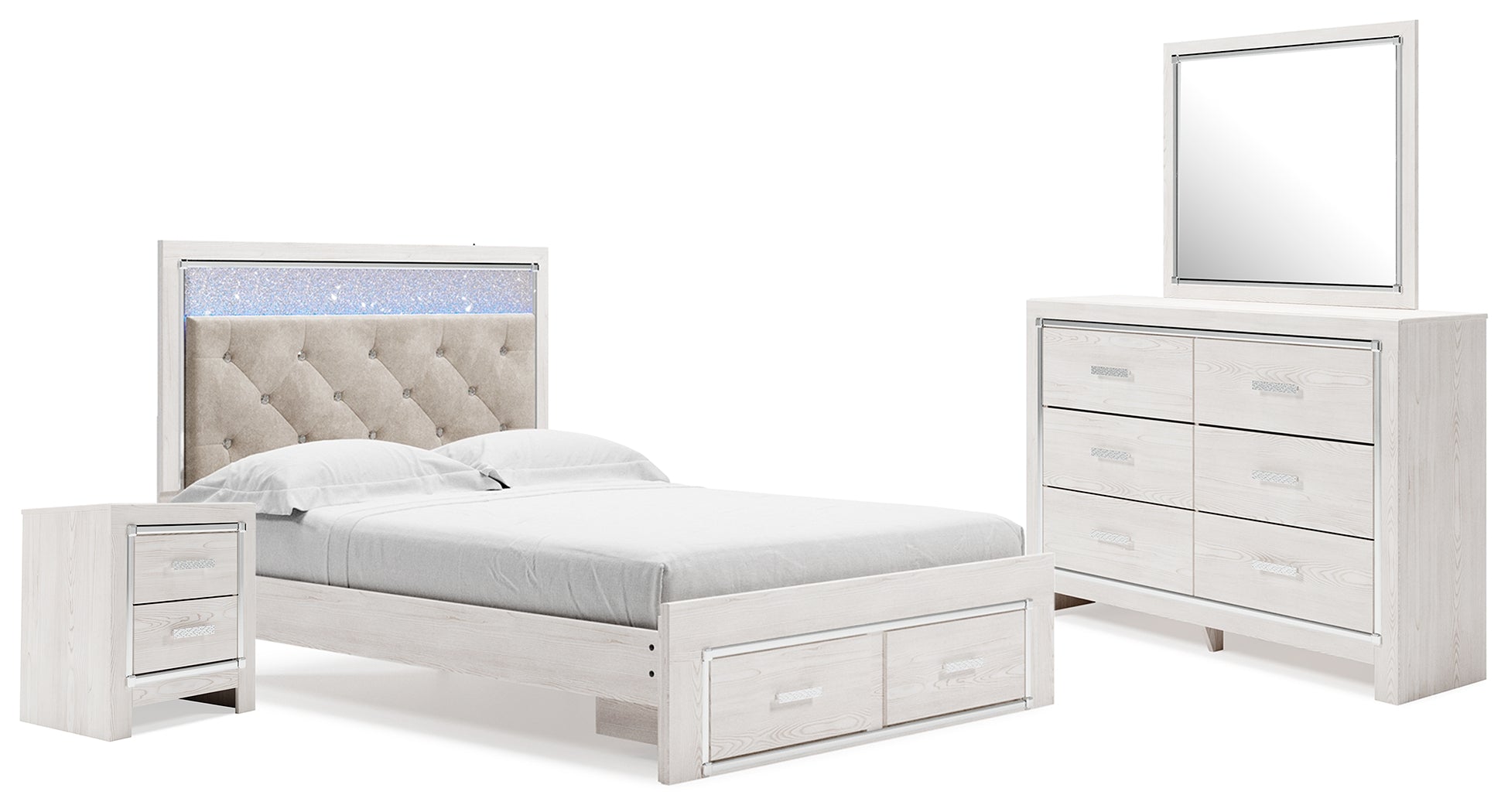 Best Deals Furniture - Ashley Furniture - Altyra Queen Panel Storage Bed with Mirrored Dresser and Nightstand - Queen Panel Storage Bed with Mirrored Dresser and Nightstand - B2640B31