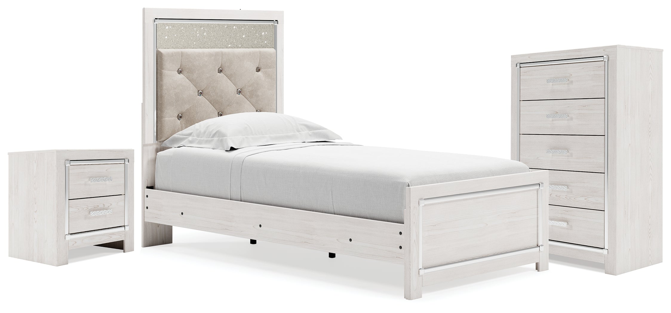 Best Deals Furniture - Ashley Furniture - Altyra Twin Panel Bed, Chest and Nightstand - Twin Panel Bed, Chest and Nightstand - B2640B60