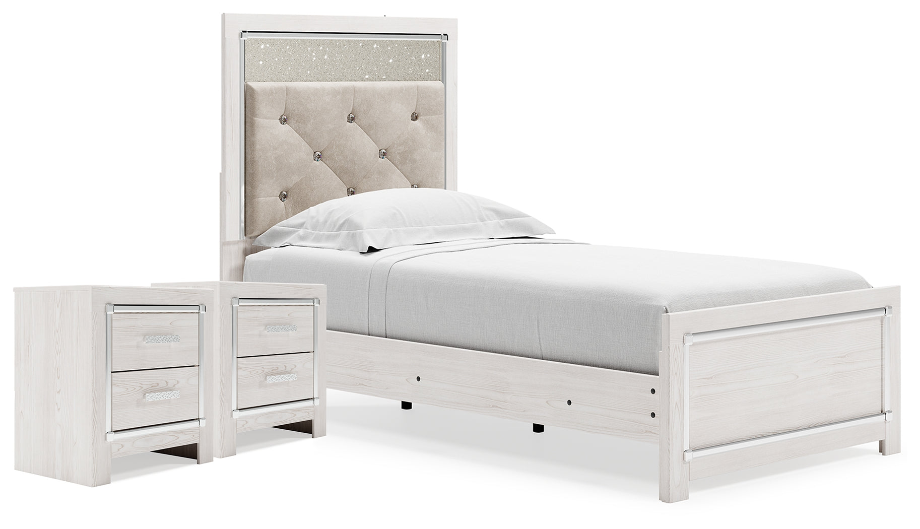 Best Deals Furniture - Ashley Furniture - Altyra Twin Upholstered Panel Bed and 2 Nightstands - Twin Upholstered Panel Bed and 2 Nightstands - B2640B74