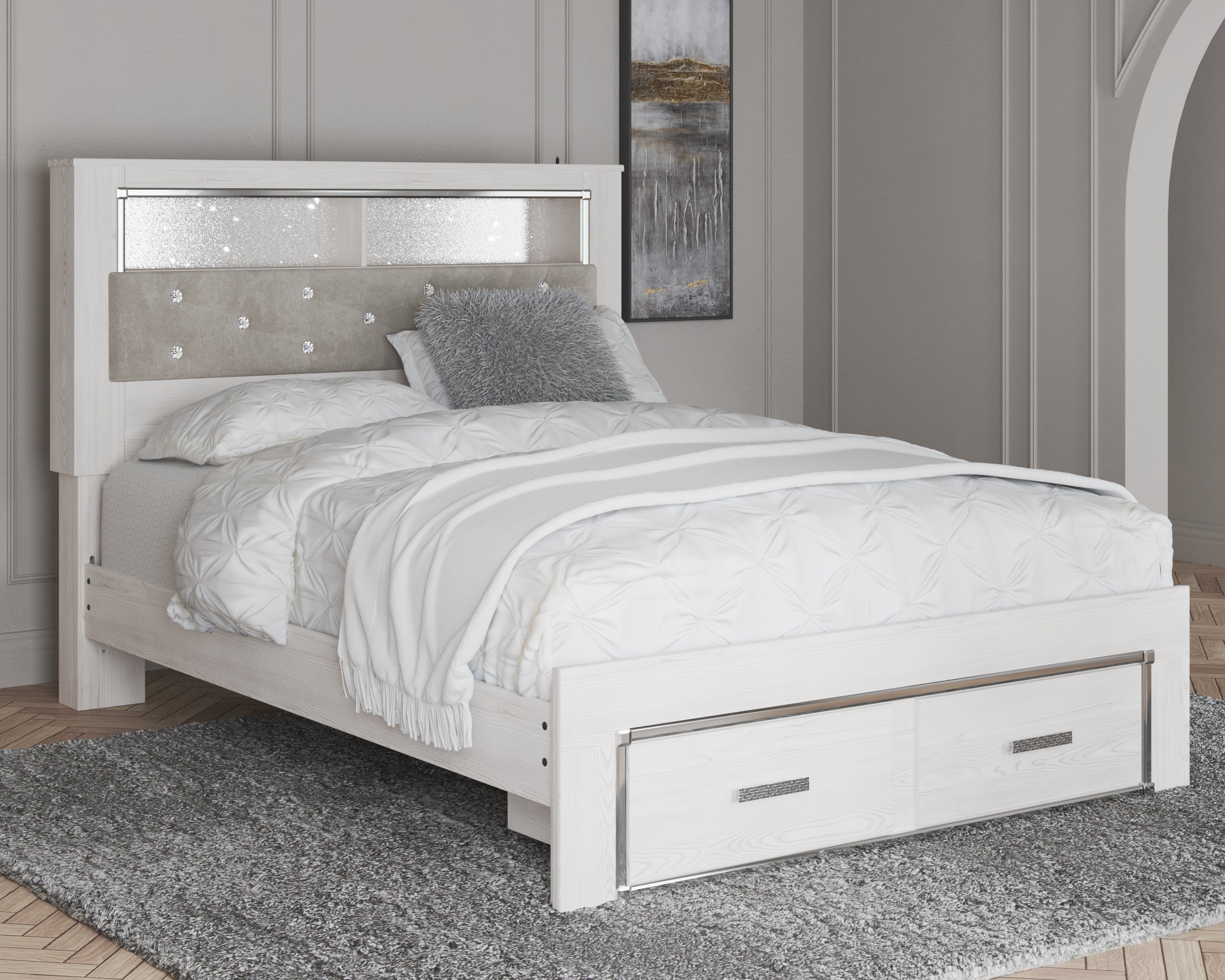Best Deals Furniture - Ashley Furniture - Altyra Queen Upholstered Bookcase Bed with Storage - Queen Upholstered Bookcase Bed with Storage - B2640B19