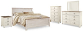 Best Deals Furniture - Ashley Furniture - Willowton King Panel Bed, Dresser, Mirror, Chest and Nightstand - King Panel Bed, Dresser, Mirror, Chest and Nightstand - B267B68