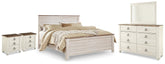 Best Deals Furniture - Ashley Furniture - Willowton King Panel Bed, Dresser, Mirror and 2 Nightstands - King Panel Bed, Dresser, Mirror and 2 Nightstands - B267B75