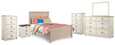 Best Deals Furniture - Ashley Furniture - Willowton Full Panel Bed, Dresser, Mirror, 2 Chests and nightstand - Full Panel Bed, Dresser, Mirror, 2 Chests and nightstand - B267B40