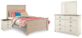Best Deals Furniture - Ashley Furniture - Willowton Full Panel Bed, Dresser, Mirror, Chest and Nightstand - Full Panel Bed, Dresser, Mirror, Chest and Nightstand - B267B64
