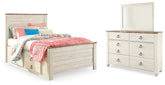 Best Deals Furniture - Ashley Furniture - Willowton Full Panel Bed with Storage, Dresser and Mirror - Full Panel Bed with Storage, Dresser and Mirror - B267B52