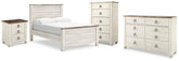Best Deals Furniture - Ashley Furniture - Willowton Full Panel Bed, Dresser, Chest and Nightstand - Full Panel Bed, Dresser, Chest and Nightstand - B267B73