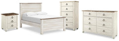 Best Deals Furniture - Ashley Furniture - Willowton Full Panel Bed, Dresser, Chest and Nightstand - Full Panel Bed, Dresser, Chest and Nightstand - B267B73