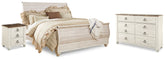 Best Deals Furniture - Ashley Furniture - Willowton King Sleigh Bed, Dresser and Nightstand - King Sleigh Bed, Dresser and Nightstand - B267B43