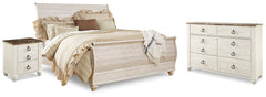 Best Deals Furniture - Ashley Furniture - Willowton King Sleigh Bed, Dresser and Nightstand - King Sleigh Bed, Dresser and Nightstand - B267B43