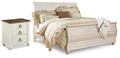 Best Deals Furniture - Ashley Furniture - Willowton King Sleigh Bed and Nightstand - King Sleigh Bed and Nightstand - B267B74