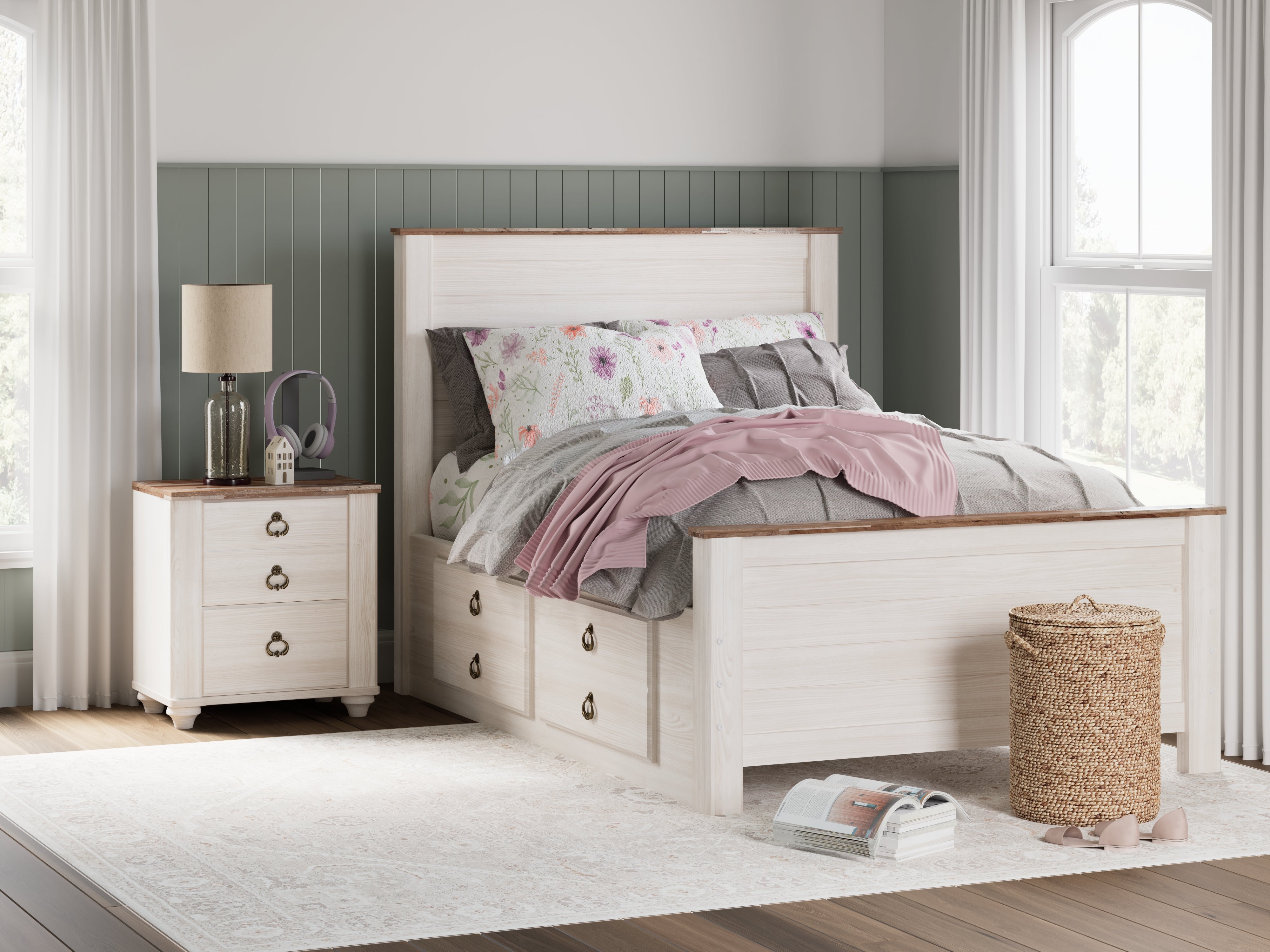 Best Deals Furniture - Ashley Furniture - Willowton Full Panel Bed with 2 Storage Drawers - Full Panel Bed with 2 Storage Drawers - B267B22