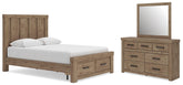 Best Deals Furniture - Ashley Furniture - Oliandon Queen Panel Storage Bed, Dresser and Mirror - Queen Panel Storage Bed, Dresser and Mirror - PCB2844B5