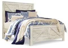 Best Deals Furniture - Ashley Furniture - Bellaby Queen Crossbuck Panel Bed, Dresser, Mirror and 2 Nightstands - Queen Crossbuck Panel Bed, Dresser, Mirror and 2 Nightstands / Whitewash - B331B13