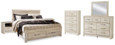 Best Deals Furniture - Ashley Furniture - Bellaby King Storage Bed, Dresser, Mirror, Chest and 2 Nightstands - King Storage Bed, Dresser, Mirror, Chest and 2 Nightstands / Whitewash - B331B20