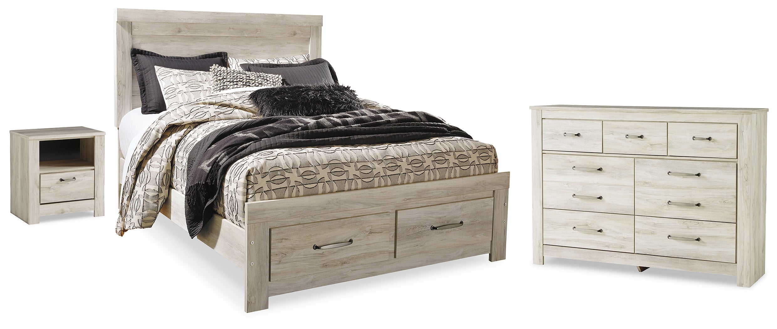 Best Deals Furniture - Ashley Furniture - Bellaby Queen Panel Storage Bed, Dresser and Nightstand - Queen Panel Storage Bed, Dresser and Nightstand - B331B24