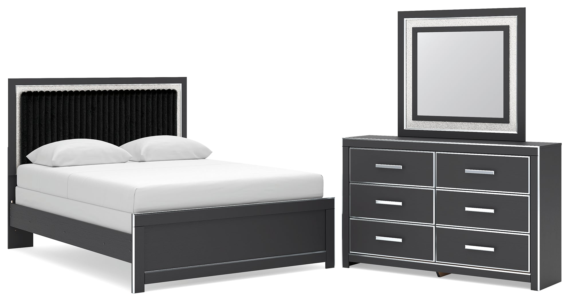 Best Deals Furniture - Ashley Furniture - Zuraleus Queen Upholstered Panel Bed, Dresser and Mirror - Queen Upholstered Panel Bed, Dresser and Mirror - PCB3380B7