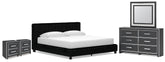 Best Deals Furniture - Ashley Furniture - Zuraleus King Upholstered Bed, Dresser, Mirror and 2 Nightstands - King Upholstered Bed, Dresser, Mirror and 2 Nightstands - PCB3380B23