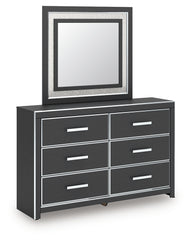 Zuraleus Queen Upholstered Panel Platform Bed, Dresser and Mirror