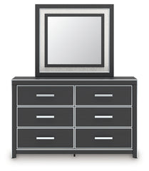 Zuraleus Queen Upholstered Panel Platform Bed, Dresser and Mirror