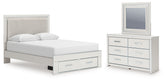 Best Deals Furniture - Ashley Furniture - Zuraleus Queen Upholstered Panel Platform Storage Bed, Dresser and Mirror - Queen Upholstered Panel Platform Storage Bed, Dresser and Mirror - PCB3381B5