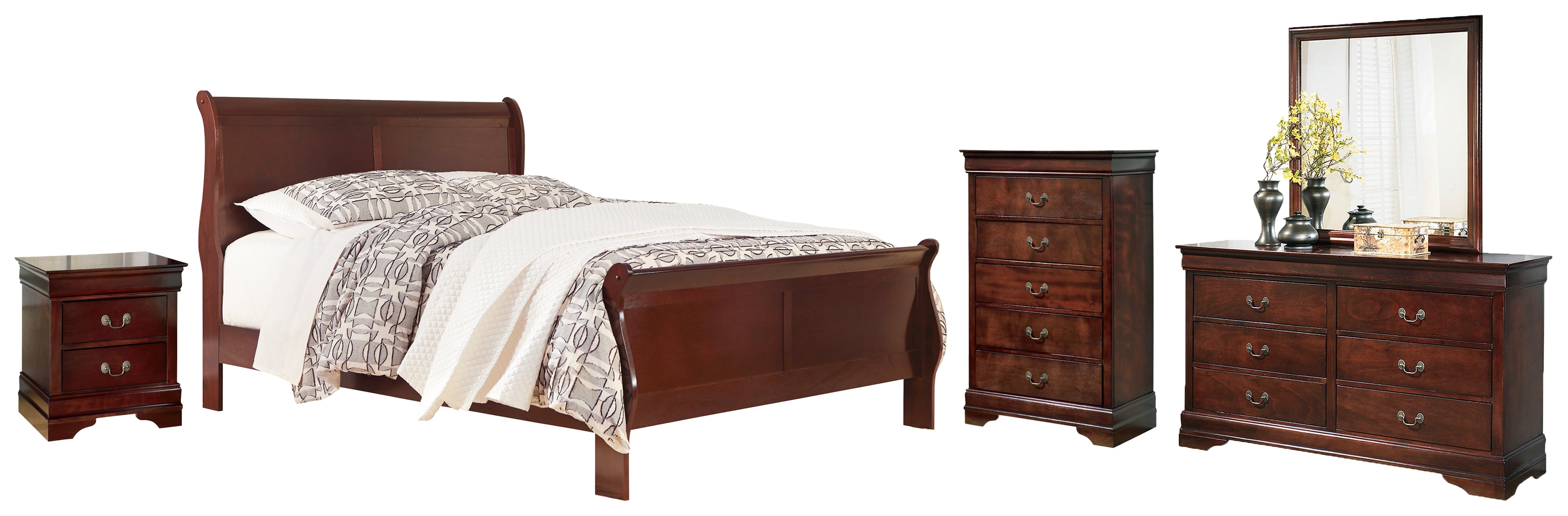 Best Deals Furniture - Ashley Furniture - Alisdair King Sleigh Bed, Dresser, Mirror and Nightstand - King Sleigh Bed, Dresser, Mirror and Nightstand - B376B13