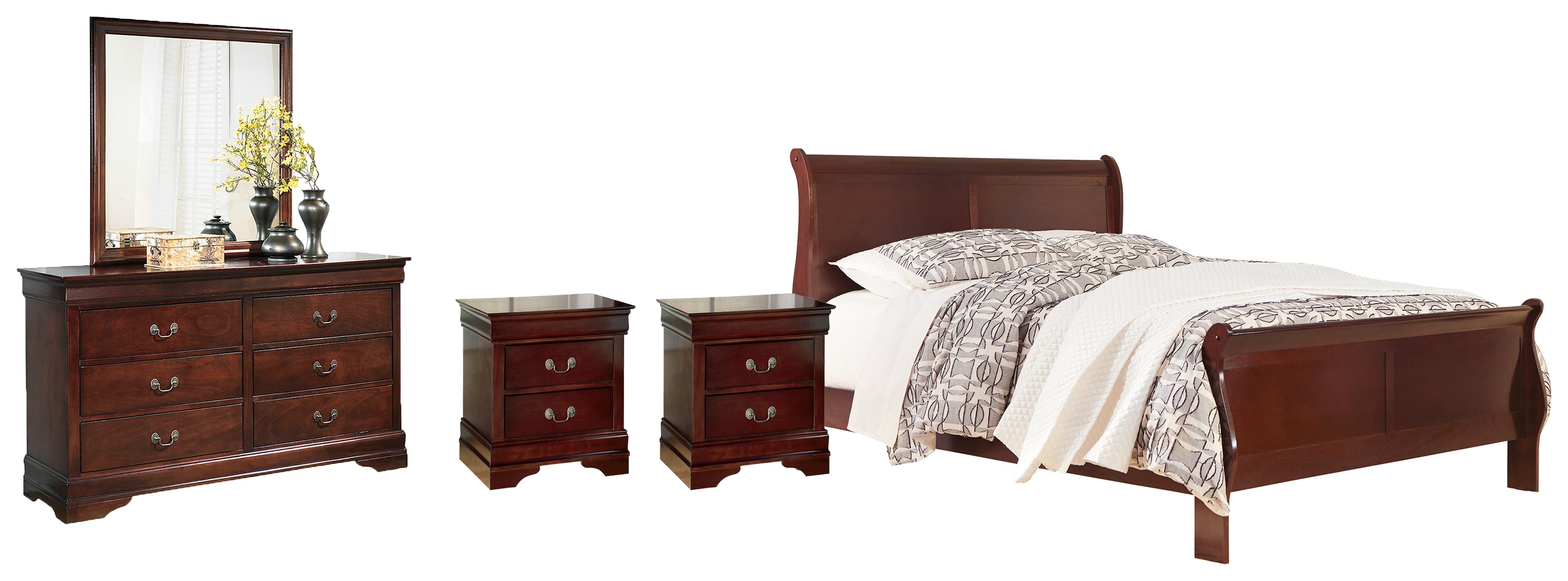 Best Deals Furniture - Ashley Furniture - Alisdair Queen Sleigh Bed, Dresser, Mirror, Chest and 2 Nightstands - Queen Sleigh Bed, Dresser, Mirror, Chest and 2 Nightstands - B376B23