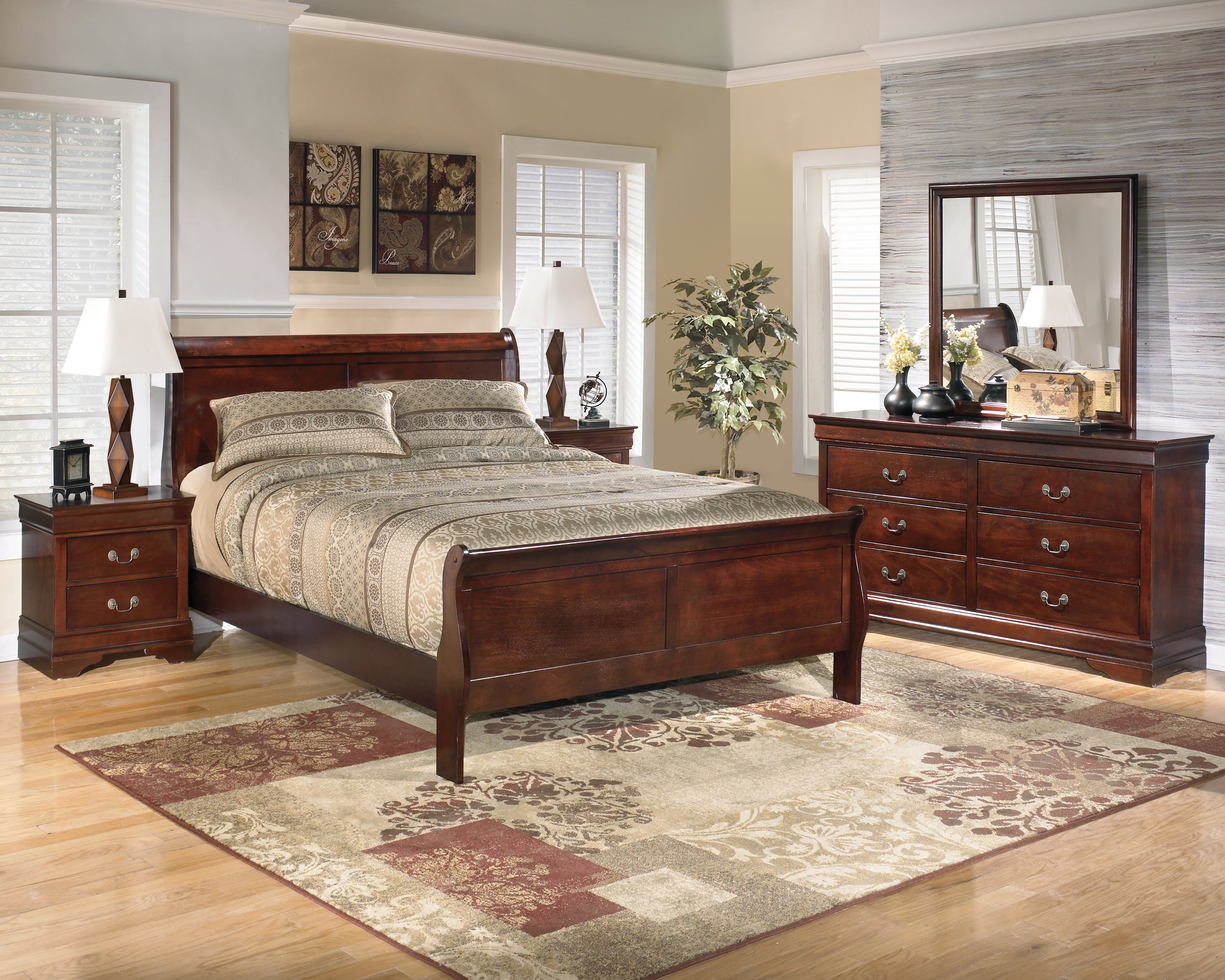 Best Deals Furniture - Ashley Furniture - Alisdair Queen Sleigh Bed, Dresser, Mirror, and Nightstand - Queen Sleigh Bed, Dresser, Mirror, and Nightstand - B376B14