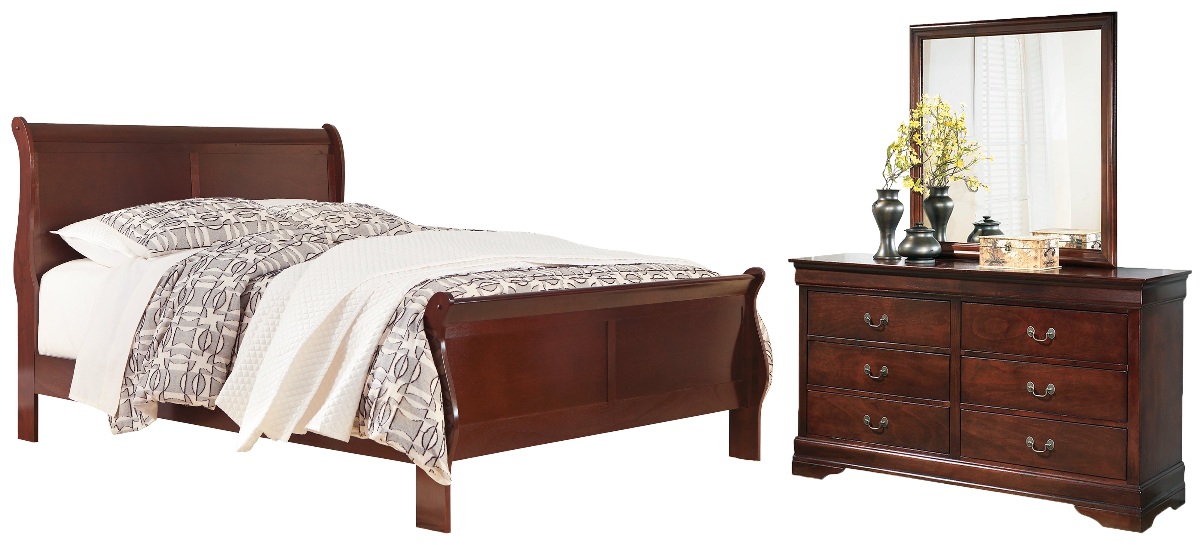 Best Deals Furniture - Ashley Furniture - Alisdair Queen Sleigh Bed, Dresser and Mirror - Queen Sleigh Bed, Dresser and Mirror - B376B3