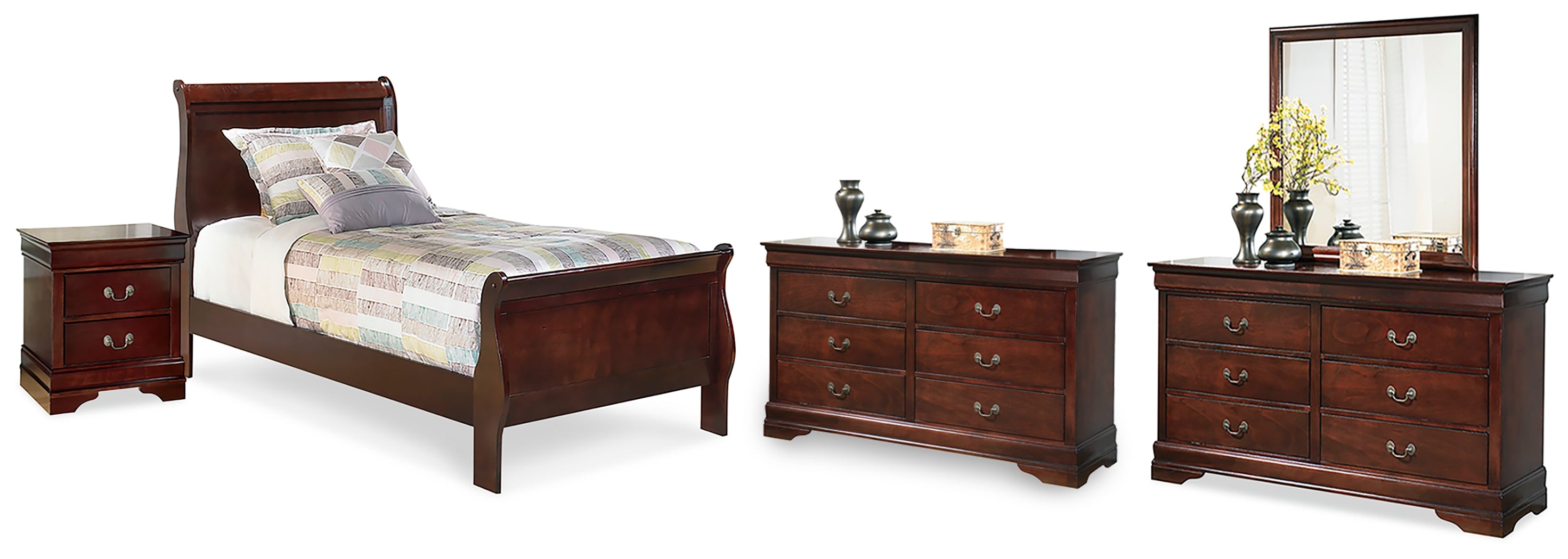 Best Deals Furniture - Ashley Furniture - Alisdair Twin Sleigh Bed, 2 Dressers, Mirror and Nightstand - Twin Sleigh Bed, 2 Dressers, Mirror and Nightstand - B376B33